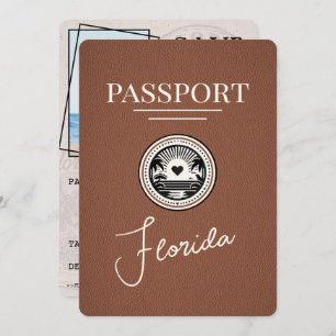 Save The Date Brown Florida Passeport Enregistrer La Date