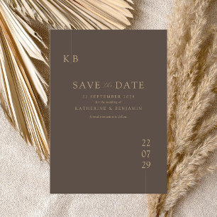 Save The Date Brown moderne Élégant Mariage Monogramme