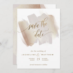 Save The Date Brush Blush et Terracotta Brush Strokes Mariage mi