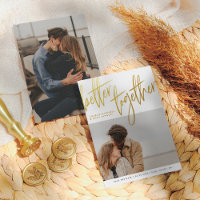 Brush Gold Script Mieux Ensemble Photo Fiançailles