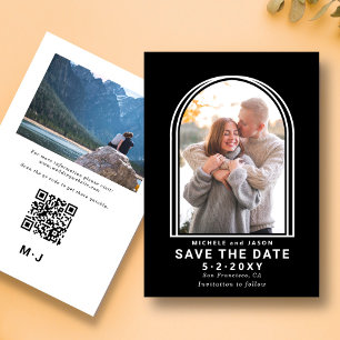 Save The Date Budget Black Minimalist White Arch Photo