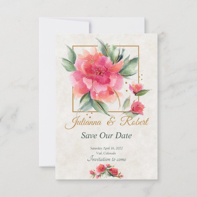 Save The Date budget de jardin de roses charmant  (Devant)