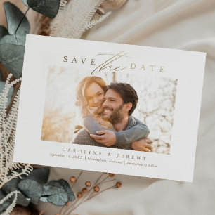 Save The Date Budget Gold Moderne Calligraphie Script Photo