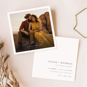 Save The Date Budget Moderne Élégant Carré photo Mariage