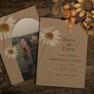 Save The Date Budget Rustic Kraft séché Mariage de tournesol pho