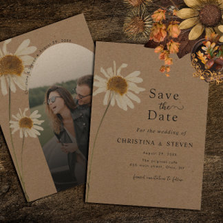 Save The Date Budget Rustic Kraft séché Mariage de tournesol pho