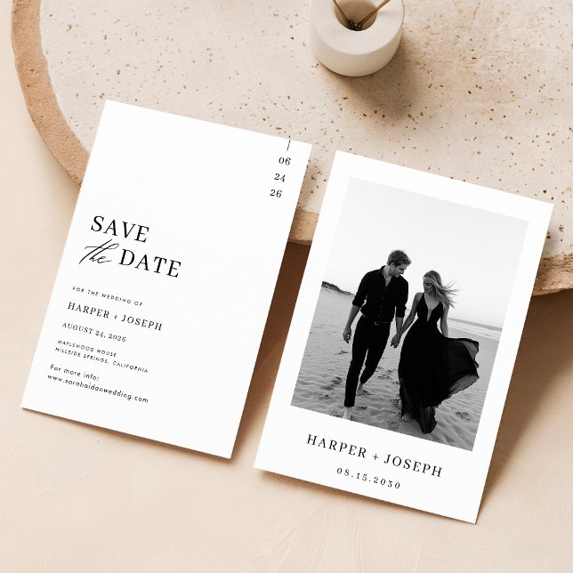 Save The Date Budget Simple Élégant Mariage Photo Enregistrer La (Créateur téléchargé)