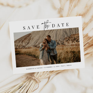 Save The Date Budget Simple Moderne Minimaliste Quatre Photo