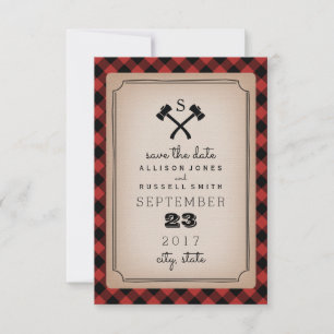 Save The Date Buffalo Plaid Monogramme Ax Enregistrer La Date
