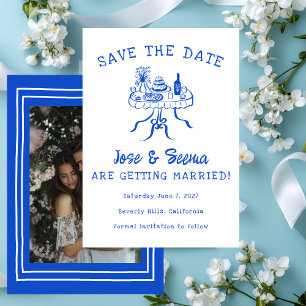 Save The Date Buffet Dîner Table Main Drate Cute Photo personnal