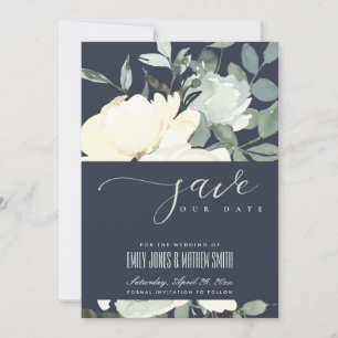 SAVE THE DATE BUNCH FLORAL D'AQUA D'IVOIRE BLANC DE LA MARINE