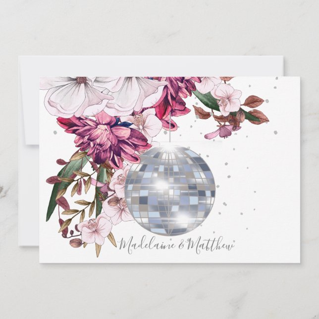 Save The Date Burgundy Blush Disco Mariage Élégant Enregistrer L (Dos)