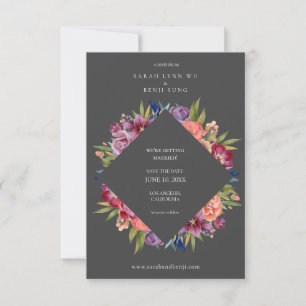 Save The Date Burgundy Blush Tropical Floral Mariage - Gris