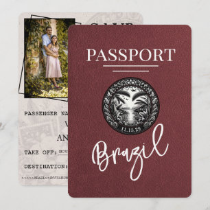 Save The Date Burgundy Brésil Passeport Enregistrer La Date
