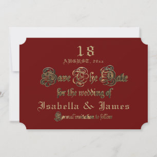 Save The Date Burgundy Gold Calligraphie Mariage Enregistrer La