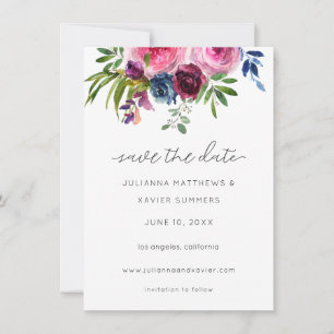 Save The Date Burgundy Hot Pink & Navy Blue Enregistrer la date