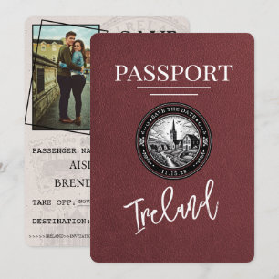 Save The Date Burgundy Irlande Passeport Enregistrer La Date