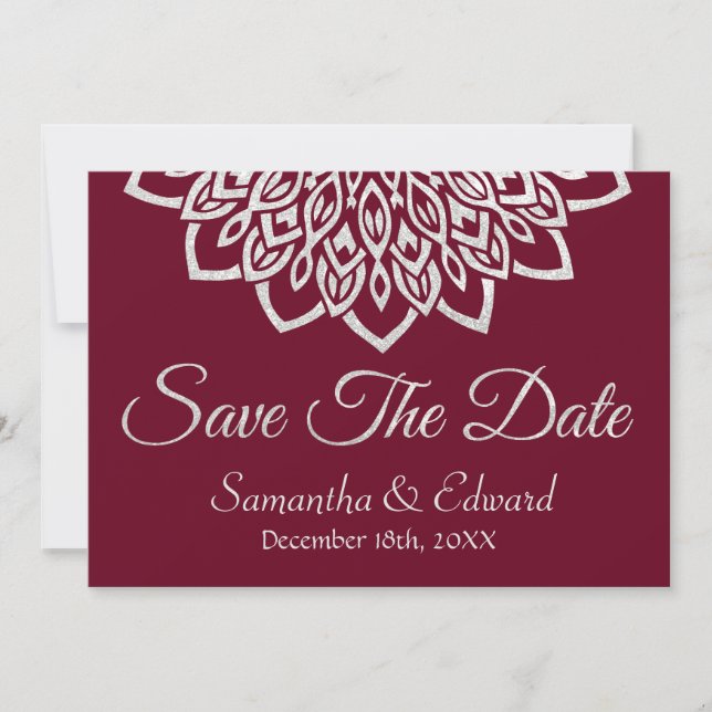 Save The Date Burgundy Parties scintillant Argent élégant Enregi (Devant)