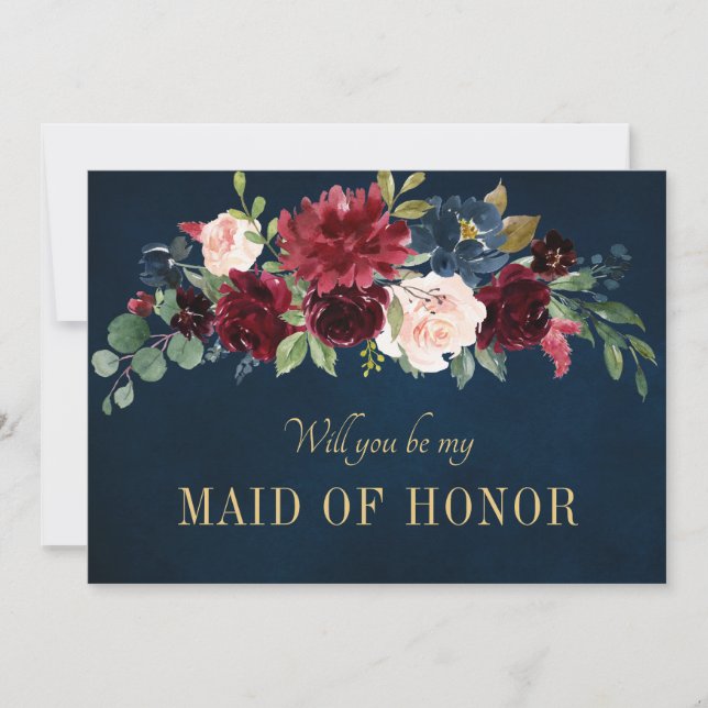 Save The Date Burgundy Red Navy Floral Rustic Boho Photo (Devant)