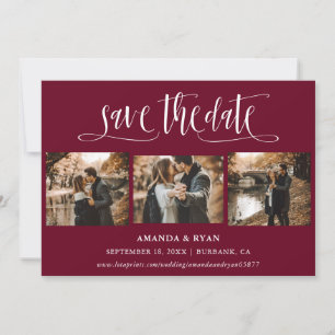 Save The Date Burgundy Script Mariage Photo Enregistrer La Date