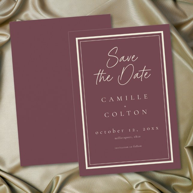 Save The Date Burgundy Wine Minimalist Frame Wedding (Burgundy Wine Minimalist Frame Wedding Save The Date)