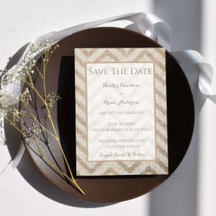 Save The Date Burlap Chevron Enregistrer La Date Annonce