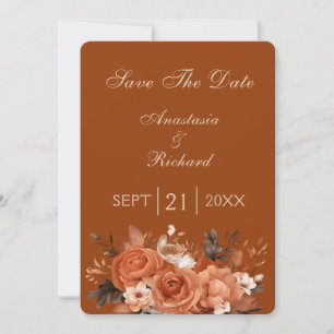 Save The Date Burnt Orange Enregistrer le Mariage de date