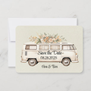 Save The Date Bus Mariage Vintage Vert Clair 