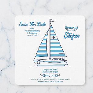 Save The Date Cabane de bateau nautique à rayures pour anniversa