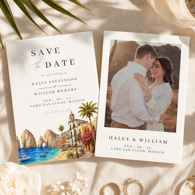 Save The Date Cabo San Lucas Mexique Destination Aquarelle (Créateur téléchargé)