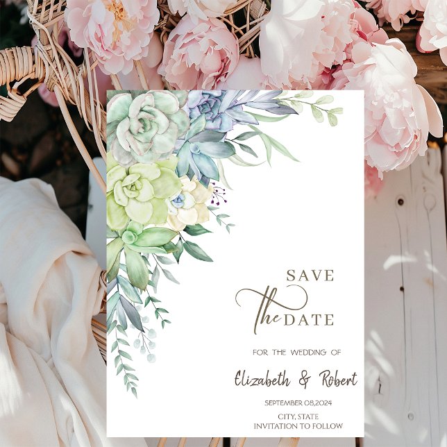 Save The Date Cactus aquarelle Succulents Enregistrer la date (Créateur téléchargé)