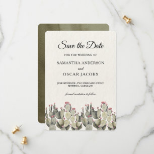 Save The Date Cactus d'aquarelle verte moderne 