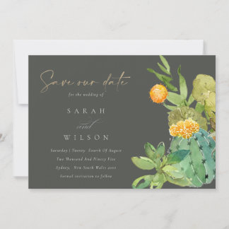 SAVE THE DATE CACTUS SUCCULENT COULEUR D'EAU FLORALE CACTUS ENRE