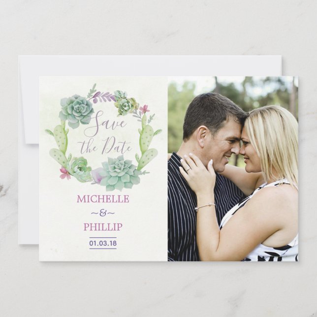 Save The Date Cactus Succulent Mariage Enregistrer la Date (Devant)