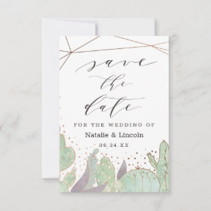 Save The Date Cactus & Succulents Terrarium géométrique Mariage