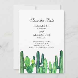 Save The Date Cactus vert, sauvez la date. Cactus de mariage d'é
