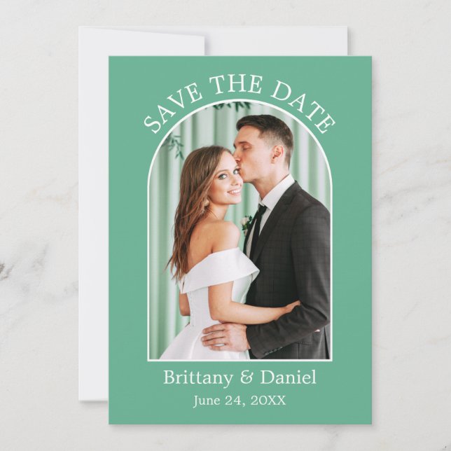 Save The Date Cadre Arc moderne photo Neo Mint Green (Devant)