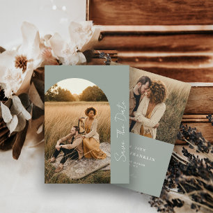 Save The Date Cadre Boho Moderne Photo de Mariage Sage