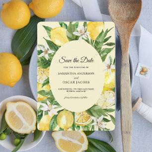Save The Date Cadre de citrons jaunes à l'aquarelle vintage
