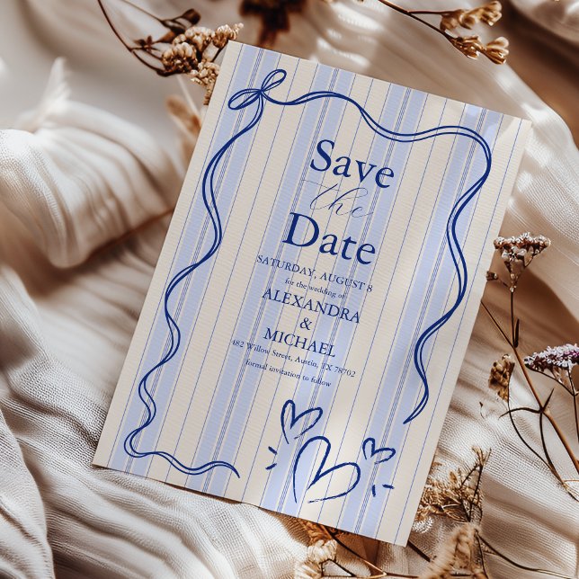 Save The Date Cadre de Doodle Bleu Fantaisiste  Mariage (Créateur téléchargé)