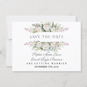 Save The Date Cadre de fleurs blanches fantaisistes pour annonce