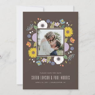 Save The Date Cadre de fleurs en treillis pour annoncer la date