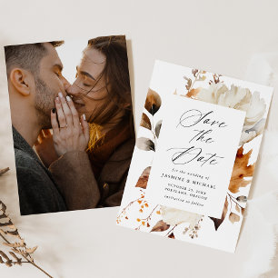 Save The Date Cadre de Fleurs Rustique d'Automne Photo de Mariag