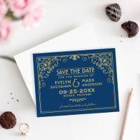 Cadre de mariage Art Déco Or Navy