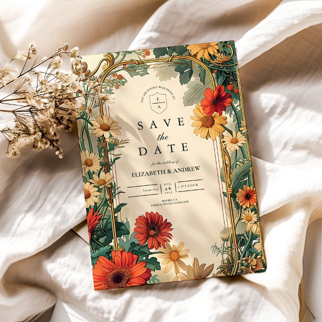 Save The Date Cadre de mariage Art Nouveau Daisy (Créateur téléchargé)