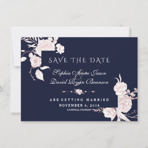 Save The Date Cadre de mariage Fleurs Blanches Or Rose