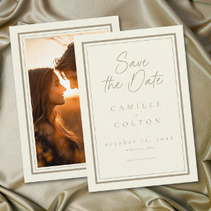 Save The Date Cadre de photo de mariage minimaliste en crème d'i