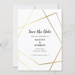 Save The Date Cadre doré géométrique moderne