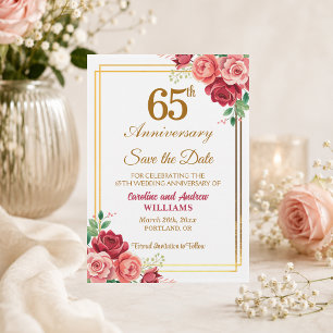 Save The Date Cadre doré pour 65e anniversaire de mariage avec f