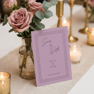 Save The Date Cadre élégant mauve rose poussiéreux manuscrit